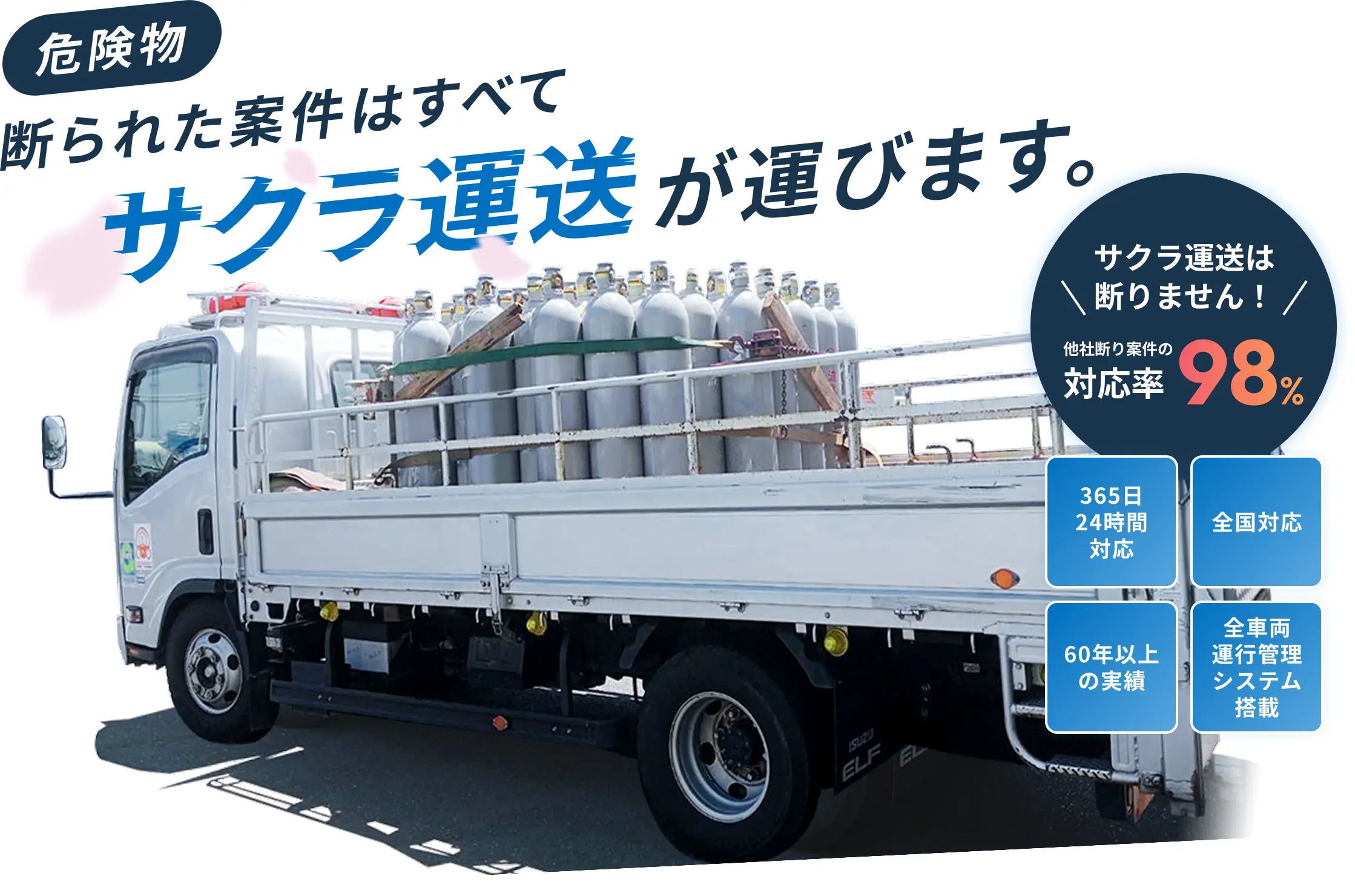 危険物 断られた案件はすべてサクラ運送が運びます。